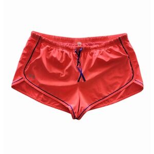 Under Armour Large L Semi-Fitted Heat Gear Drawstring Neon Orange Blue Lined Run